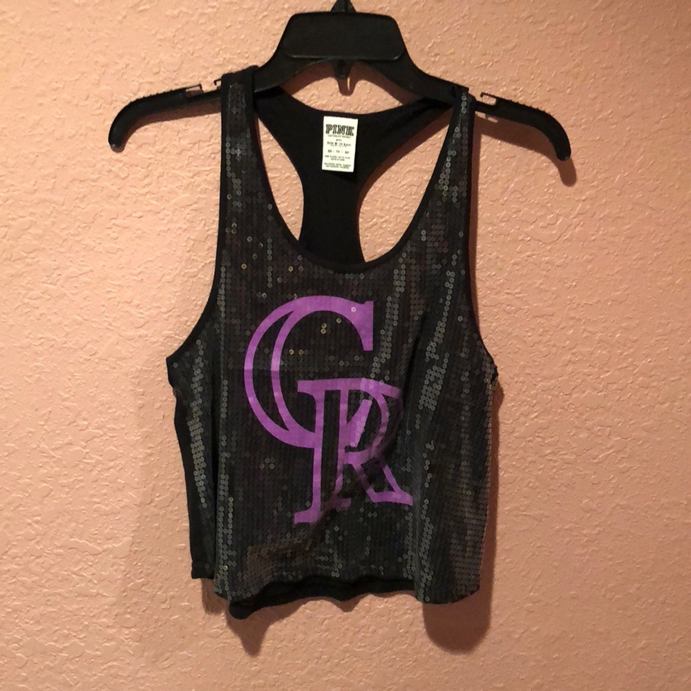Sequin Pink Colorado Rockies tank top